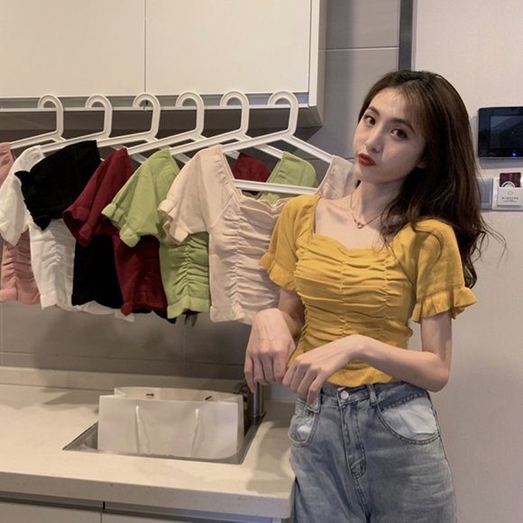 Black knit high waist short top for women's new su - Picture 4 of 4